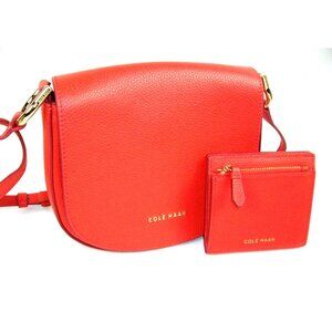 Cole Haan Shoulder Bag One Crossbody Leather Red /Ladies with Wallet.